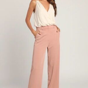 So Get This Rusty Rose High-Waisted Wide-Leg Trouser Pants